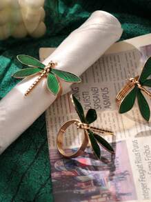 Cirelle 2pcs/Set Green Dragonfly Napkin Rings Animal Series Table Decoration,Elegant Dragonfly Napkin Rings - Decorative Table Accessories For Weddings, Dinner Parties, And Festive Events, New Year, Christmas, Valentine's Day, Rama Table Decor, Family Dining, Wedding Decor, High-End Hotel Supplies, Housewarming Gift, Summer Home Decor - Green - View 5