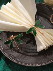 2pcs/Set Green Dragonfly Napkin Rings Animal Series Table Decoration - Green - View 1