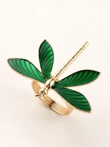 Cirelle 2pcs/Set Green Dragonfly Napkin Rings Animal Series Table Decoration,Elegant Dragonfly Napkin Rings - Decorative Table Accessories For Weddings, Dinner Parties, And Festive Events, New Year, Christmas, Valentine's Day, Rama Table Decor, Family Dining, Wedding Decor, High-End Hotel Supplies, Housewarming Gift, Summer Home Decor - Green - View 4