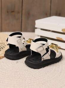 1 Paar Kinder Ledersandalen aus Kunstleder mit weicher Sohle, offene Zehenpartie, Stil, geeignet für den Sommer