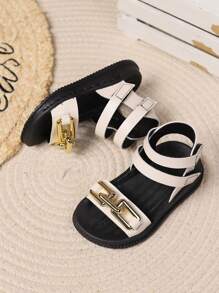 1 Paar Kinder Ledersandalen aus Kunstleder mit weicher Sohle, offene Zehenpartie, Stil, geeignet für den Sommer