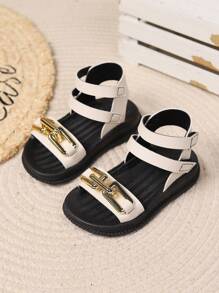 1 Paar Kinder Ledersandalen aus Kunstleder mit weicher Sohle, offene Zehenpartie, Stil, geeignet für den Sommer
