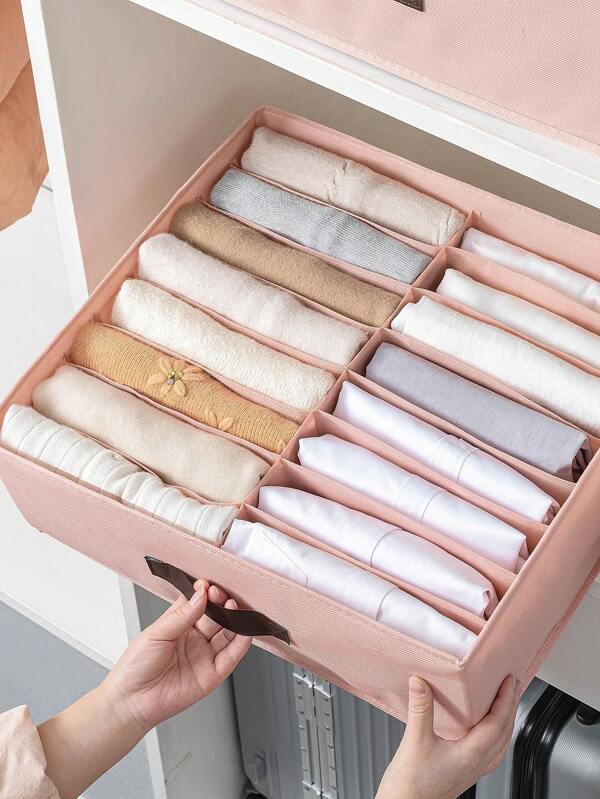 1 pieza / 2 piezas / 3 piezas / 4 piezas Caja de almacenamiento de cajón de armario de tela rosa, se puede usar para guardar y organizar ropa interior, pantalones, corbatas, cesta de clasificación con estilo de cajón de armario y capas
