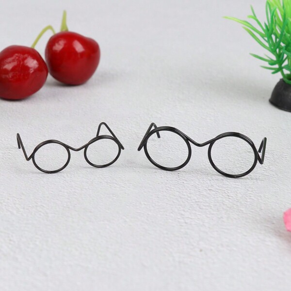 10pcs Fashion Round Frameless Vintage Doll Style Eyeglasses, 30mm Diameter