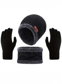 1 Piece Unisex Black Beanie Hat And Scarf Set, Warm Knitted Hat With Ear Cover For Outdoor Riding, Foldable, Stylish And Elastic, Best Gift For Daily Wear And Holidays - Multicolor - View 11