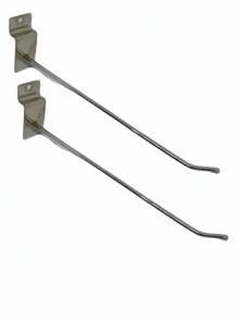 Gancho para Painel Canaletado Expositor Loja Metal Reforçado 20CM - 100 Unidades - Prata - Visão 2