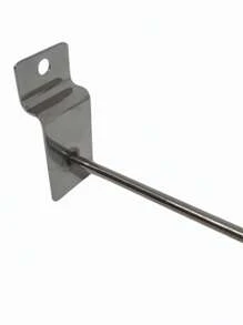 Gancho para Painel Canaletado Expositor Loja Metal Reforçado 20CM - 100 Unidades - Prata - Visão 1