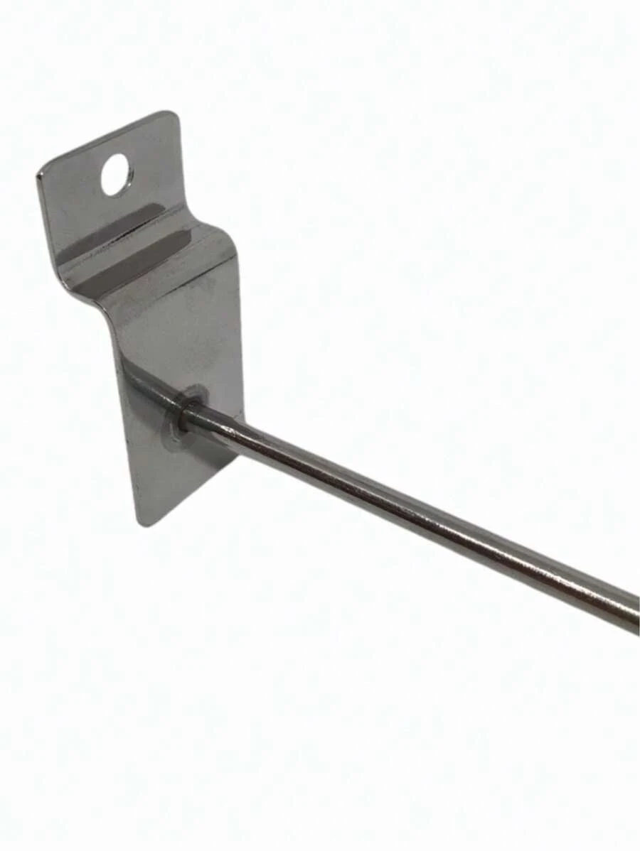 Gancho para Painel Canaletado Expositor Loja Metal Reforçado 20CM - 100 Unidades - Prata - Visão 1
