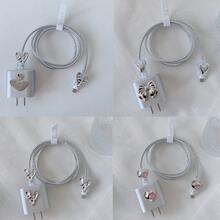 5pcs Silver Rhinestone Heart/Bow Design 20w Charger Protective Case - Silver - View 1