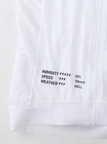 HISERWA Slogan Print Stand-Up Collar Short Sleeve Cycling Jersey With Zipper Top