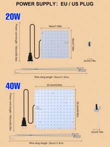 CanLing 40w Led全光譜生長燈ac100-277v 量子板綠色植物燈,110v專業室內20w生長箱溫室帳篷,220v水耕系統種植栽培燈,蔬菜水果種子uv Ir家用盆栽、多肉花卉苗木照明,配鉤子,美規/歐規兩用插頭,模擬太陽光/紅藍光/桃紅色 - 白色 - 查看 9