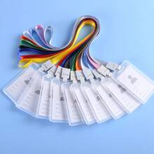 1入組帶繩識別證卡套裝,適用於員工工作證、餐卡、門禁卡、保護套