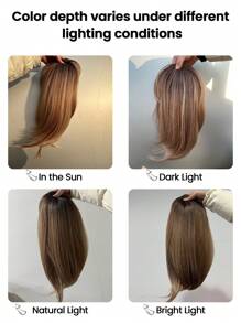 19英寸頭頂假髮適用於稀疏頭發,6.5x6.5英寸大底座合成頭頂假髮,女性棕褐色黑色根部頭頂假髮,女性頭髮補丁 - 漸層 - 查看 8