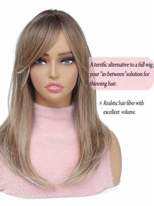 19英寸頭頂假髮適用於稀疏頭發,6.5x6.5英寸大底座合成頭頂假髮,女性棕褐色黑色根部頭頂假髮,女性頭髮補丁 - 漸層 - 查看 4