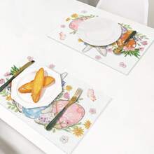 1pc Rabbit Bunny Carrot Happy Easter Placemats 12x18 Inch Spring Summer Seasonal Table Mats For Party Kitchen Dining Decoration - Multicolor - View 5