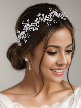 1pc Shiny Bridal Headband Full Of Rhinestones And Metallic Leaves For Women's Party, Wedding Elegant Tiaras Valentine's Day Accessories