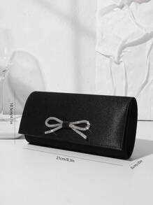 Women's Classic Satin Flip Clutch Bag, With Shiny Butterfly Rhinestone, For Formal Evening Events, Prom, Wedding, Party, Night Out, Etc.