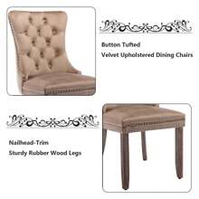 2/4/6 Piece Set Velvet Upholstered Dining Chairs, Wingback  Side Chairs Button Tufted With Solid Wood Legs For Kitchen,Dining Room. - Khaki - View 6
