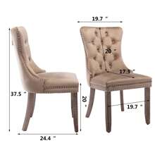 2/4/6 Piece Set Velvet Upholstered Dining Chairs, Wingback  Side Chairs Button Tufted With Solid Wood Legs For Kitchen,Dining Room. - Khaki - View 8