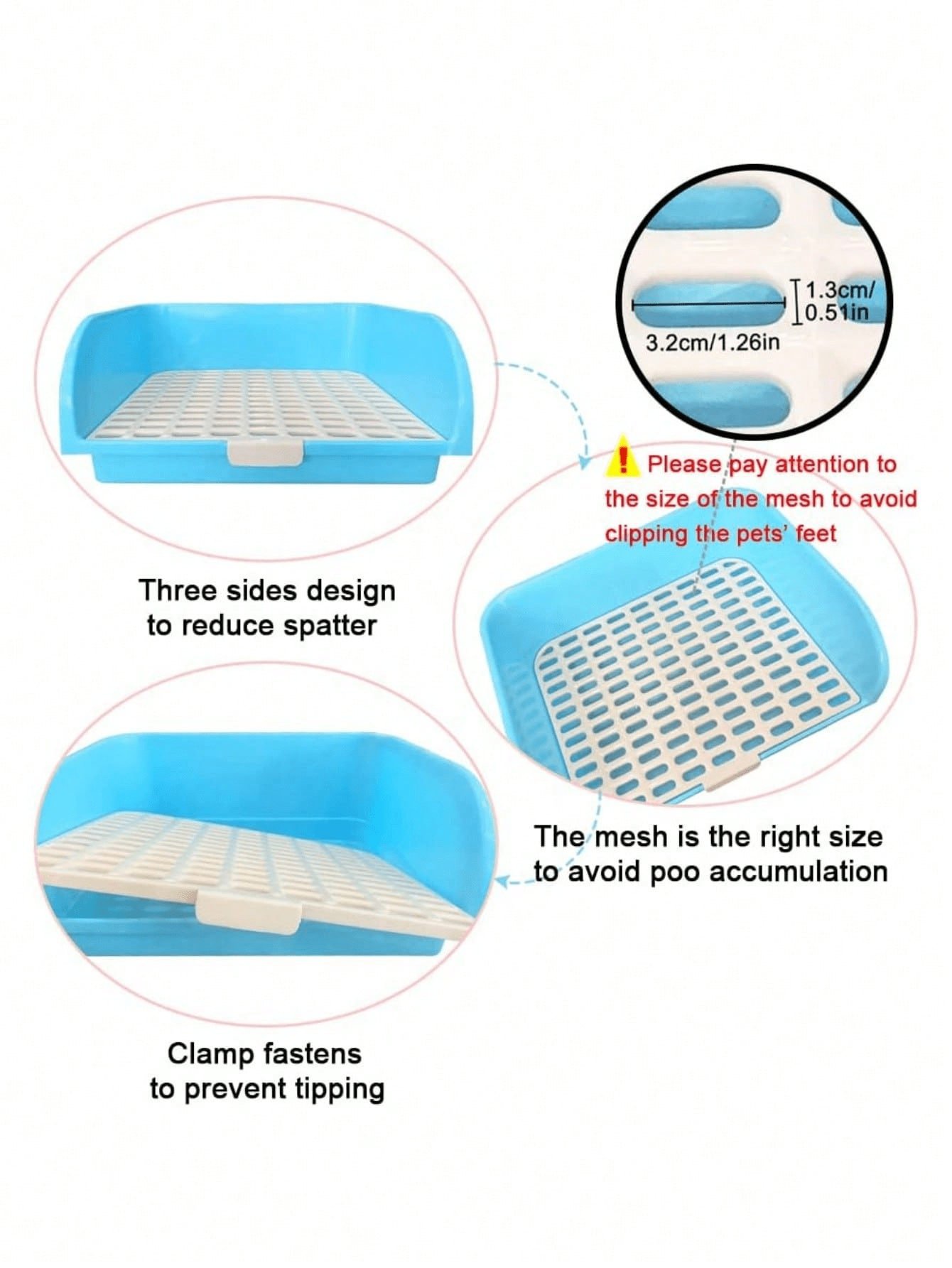 Extra Large Rabbit Cat Litter Box With Detachable Grid, Easy To Clean