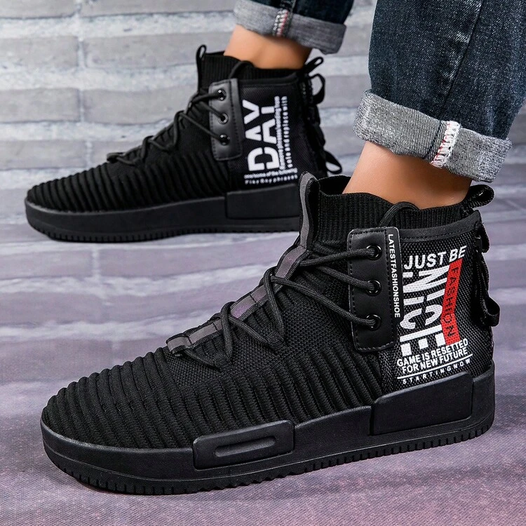 Men s Shoes Fashion High Top Casual Shoes Outdoor Street Trail Running Shoes Lightweight Comfortable Non Slip Fitness Shoes SHEIN USA