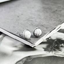 1 Paar Damen-ohrstecker Aus 8 Mm Naturstein, Modisch Und Schlicht, Mehrfarbig, Edelstahl-ohrstecker, Vielseitige Ohrringe, Geeignet Für Festivals, Hochzeiten, Partys Und Den Täglichen Gebrauch - Silber - Übersicht 18