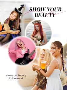 10 Pcs Multi-Color Colorful Clip-In Hair Extensions For Women Straight Hair Pieces In Highlight Shades Perfect For Daily Wear, Parties, Costumes, And Cosplay Girls Princess Party Highlight Colorful Straight Hair Extensions For Girls 22 Inch - Multicolor - View 10