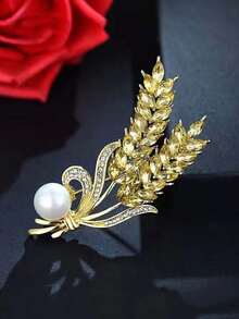 1 Miếng Hàng mới đến Vàng Tai lúa mì Trâm cài , Đồ trang trí Ngọc Trai giả , Của phụ nữ Cao-kết thúc Toàn trận Bộ đồ Phụ kiện Kim băng , Thanh lịch Pha lê Chống rơi Kim băng , Tối giản Bộ đồ Hoa Phụ kiện , Mùa Thu /đông - Nhiều màu - Xem 2