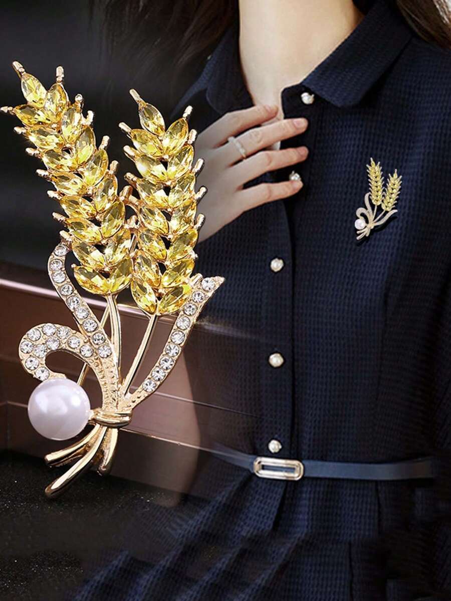 1 Miếng Hàng mới đến Vàng Tai lúa mì Trâm cài , Đồ trang trí Ngọc Trai giả , Của phụ nữ Cao-kết thúc Toàn trận Bộ đồ Phụ kiện Kim băng , Thanh lịch Pha lê Chống rơi Kim băng , Tối giản Bộ đồ Hoa Phụ kiện , Mùa Thu /đông - Nhiều màu - Xem 1