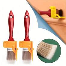 1/2 Pcs Paint Brush Set, Edging Tool For Color Separation, Portable Lightweight Cleaning Brush For Edging, Color Separation, Painting, Interior Wall Corners, Durable Wooden Handle, DIY Tool For Wall, Ceiling Edges Decoration, Home Renovation Manual Tool. Staining And Painting Sealant For Floors And Fences - Suitable For Water And Oil Brushes, Office Decor, Bedroom Decor, House Decor, Men's Tools - Red - View 3
