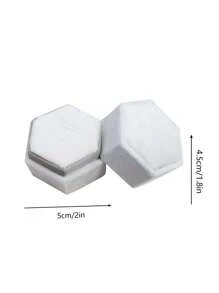 1pc Velvet Hexagon Wedding Ring Box For Jewelry Packaging - White - View 2