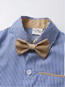 Young Boy Casual Gentleman Striped Long Sleeve Shirt