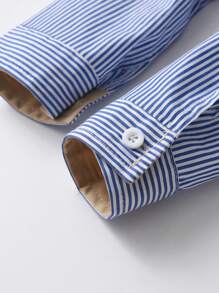 Young Boy Casual Gentleman Striped Long Sleeve Shirt