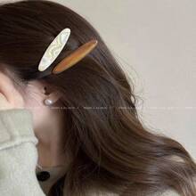 2个复古醋酸发夹，适合女性和女孩，复古时尚边缘夹侧夹鳄鱼夹头饰波西米亚风爪夹发夹发卡，学习用品，发饰 - 彩色 - 查看 4