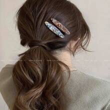 2个复古醋酸发夹，适合女性和女孩，复古时尚边缘夹侧夹鳄鱼夹头饰波西米亚风爪夹发夹发卡，学习用品，发饰 - 彩色 - 查看 2