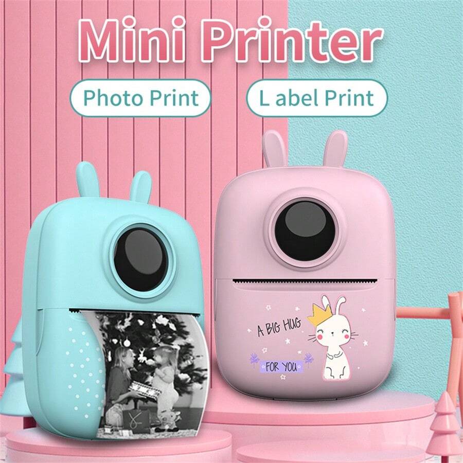 Portable Instant Photo Printer, Black And White Instant Mini Thermal