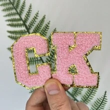 2pcs Ladies Golden Edge 4 Colors English Letters Hot Melt Glue Ironing Wool Embroidery Patches Decorate Bags And Clothes