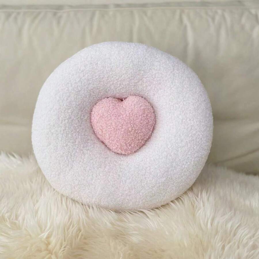 1入組毛絨浪漫白色xo字母帶心形枕頭,情人節家居裝飾靠墊,節慶家居裝飾枕頭,四季家居裝飾靠墊 - 白色 - 查看 1