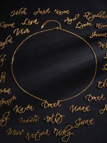 1件女士個性化項鏈女士定制名字項鏈吊墜首飾禮物 - 金黃色 - 查看 4