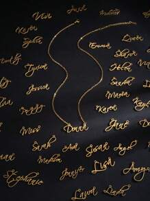 1件女士個性化項鏈女士定制名字項鏈吊墜首飾禮物 - 金黃色 - 查看 1