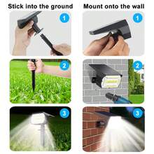 2PCS 48LED Solar Landscape Spotlights Outdoor 2-In-1 Solar Spot Lights Outdoor IP65 Waterproof Solar Powered Wall Lights Front Door Backyard Garage Deck - Black - View 10