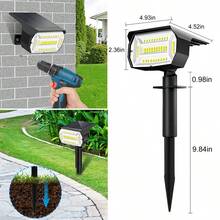 2PCS 48LED Solar Landscape Spotlights Outdoor 2-In-1 Solar Spot Lights Outdoor IP65 Waterproof Solar Powered Wall Lights Front Door Backyard Garage Deck - Black - View 11