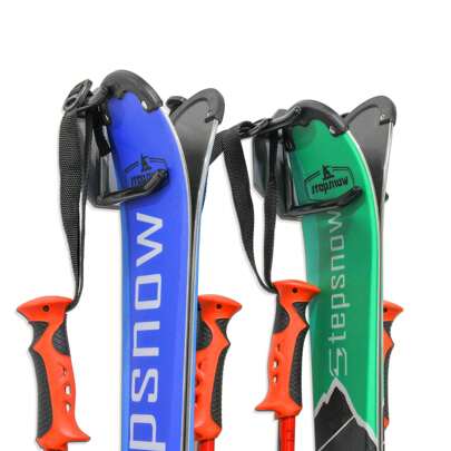 RaxGo Ski Wall Mounted Rack, Holds 2 Pairs Of Skis & Skiing Poles Or Snowboard, For Home And Garage Storage, Wall Mounted, Heavy Duty, Rubber-Coated Hook, Universal Ski Storage Rack Set Of 2 Hooks