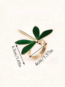 Cirelle 2pcs/Set Green Dragonfly Napkin Rings Animal Series Table Decoration,Elegant Dragonfly Napkin Rings - Decorative Table Accessories For Weddings, Dinner Parties, And Festive Events, New Year, Christmas, Valentine's Day, Rama Table Decor, Family Dining, Wedding Decor, High-End Hotel Supplies, Housewarming Gift, Summer Home Decor - Green - View 3