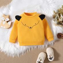 Traje Lindo Para Bebé Niño Con Forro Polar Grueso E Impreso Con Gráficos Animados - Amarillo - Ver 3