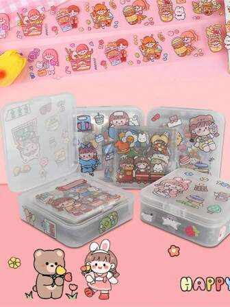 100入組可愛卡通圖案拼貼貼紙，多用途 DIY 裝飾貼紙，適用於筆記型電腦、水瓶、家電、筆記本等。節日送給孩子的絕佳禮物