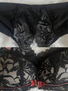 Sexy Lace Comfortable Breathable Front Closure Wireless Bra, Lingerie - Black - View 6