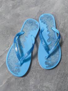 Women's Fashionable Casual Anti-Slip Slippers With Unique Design And Comfortable Flat Sole - Blue - View 2