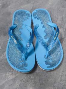 Women's Fashionable Casual Anti-Slip Slippers With Unique Design And Comfortable Flat Sole - Blue - View 1