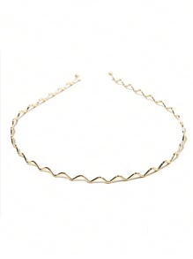 1 pieza Aro metálico ondulado para el cabello, diadema de mujer simple y versátil para lavarse la cara, diadema de metal sólido para maquillaje, máscara, diadema, diadema, aro para el cabello